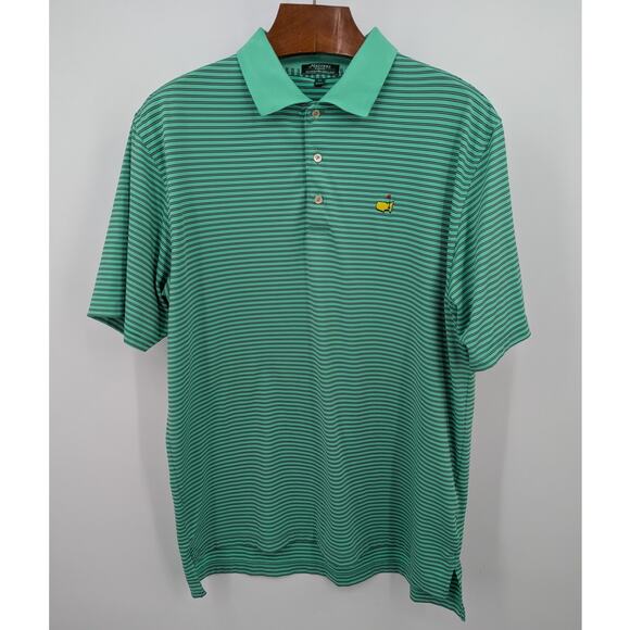 Masters Peter Millar Polo Shirt XL Green Stripe Golf Augusta National - Picture 1 of 4
